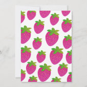 ピンクの光沢のあるグリッターY2Kイチゴ1st誕生日 招待状 (裏面)