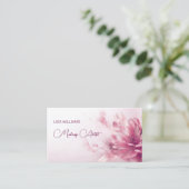 ピンクの光沢のあるメタリックフラワー名刺 名刺 (スタンド正面)