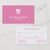 ピンクの光沢のある笑顔の歯の歯科アポイントメント女性 予約カード (正面/裏面)