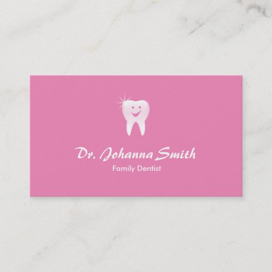 ピンクの光沢のある笑顔の歯の歯科アポイントメント女性 予約カード (正面)