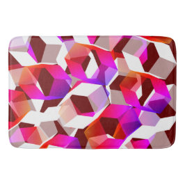 ピンクの六角とより多くの色、濃い赤の背景 バスマット
