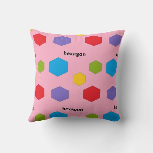 ピンクの六角形 クッション (裏面)