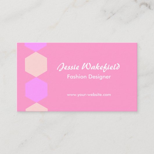 ピンクの六角形 名刺 (正面)