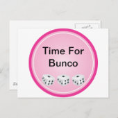 ピンクの円がカスタマイズ可能なサイコロ ポストカード (正面/裏面)