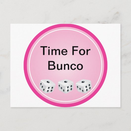 ピンクの円がカスタマイズ可能なサイコロ ポストカード (正面)