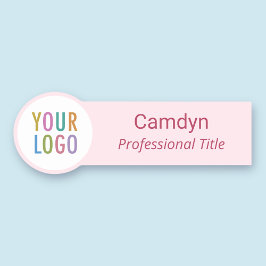 ピンクの円の名前タグカスタムロゴスパサロン 名札