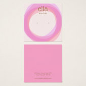 ピンクの円スタッドイヤリングディスプレイカードスクエア (正面&裏面)