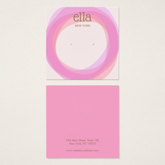 ピンクの円スタッドイヤリングディスプレイカードスクエア (正面&裏面)