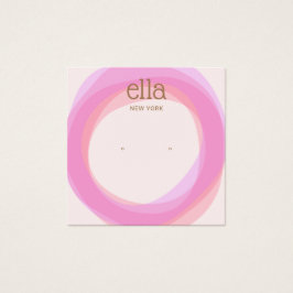 ピンクの円スタッドイヤリングディスプレイカードスクエア