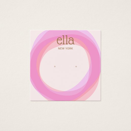 ピンクの円スタッドイヤリングディスプレイカードスクエア (正面)