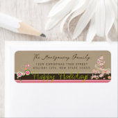 ピンクの円モダンクリスマスツリーの休日のアドレス ラベル (インサイチュ)