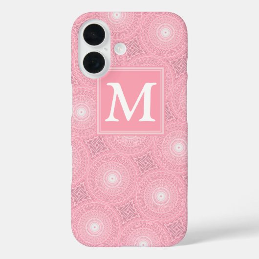 ピンクの円モノグラム模様 Case-Mate iPhoneケース (裏面)