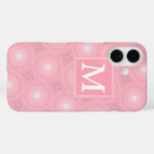 ピンクの円モノグラム模様 Case-Mate iPhoneケース (裏面 (横))
