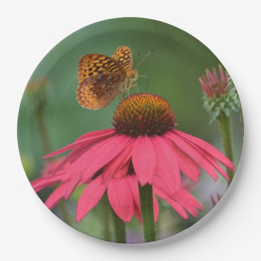 ピンクの円錐花の蝶 ペーパープレート (正面)
