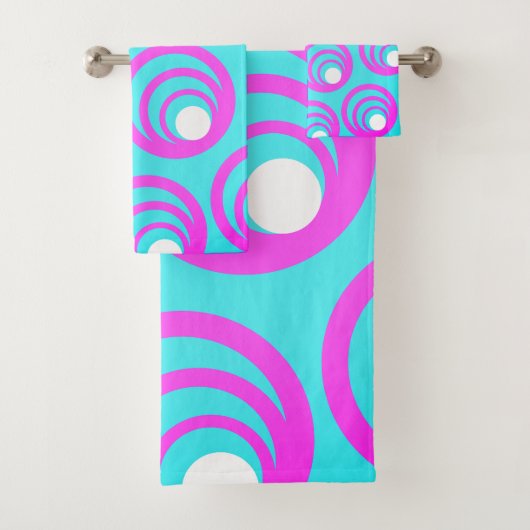 ピンクの円(白) バスタオルセット (インサイチュ)