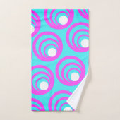 ピンクの円(白) バスタオルセット (ハンドタオル)