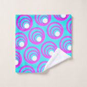 ピンクの円(白) バスタオルセット (ウォッシュタオル)