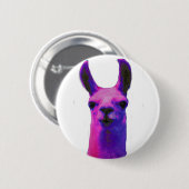 ピンクの写実的なラマ 缶バッジ (正面&裏面)