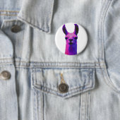 ピンクの写実的なラマ 缶バッジ (インサイチュ)