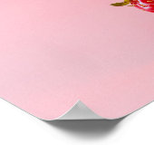 ピンクの写真に白いボウルに赤いイチゴ ポスター (角)