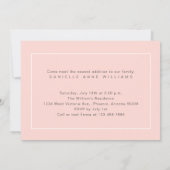 ピンクの写真のガーリーSipと参照ベビーシャワーピンク 招待状 (裏面)