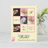 ピンクの写真のベビーの発表の大切な正方形 案内状 (スタンド正面)