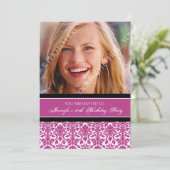 ピンクの写真の第20バースデーパーティ招待状 招待状 (スタンド正面)
