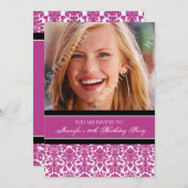 ピンクの写真の第20バースデーパーティ招待状 招待状 (正面/裏面)