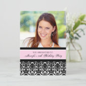 ピンクの写真の第25バースデーパーティ招待状 招待状 (スタンド正面)