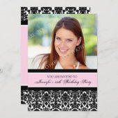 ピンクの写真の第25バースデーパーティ招待状 招待状 (正面/裏面)