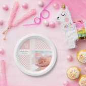 ピンクの写真の誕生の発表ジンガムの足跡 ペーパープレート (パーティー)