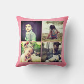 ピンクの写真ガーリーモノグラーのコラージュ クッション (裏面)