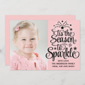 ピンクの写真クリスマスカードシーズンから輝き シーズンカード (正面/裏面)