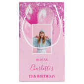 ピンクの写真グリッタードリップスガール スモールペーパーバッグ (裏面)