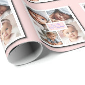 ピンクの写真コラージュ ラッピングペーパー (ロールコーナー)