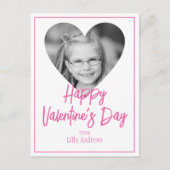 ピンクの写真ハートバレンタインデーのカード ポストカード (正面)
