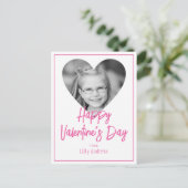 ピンクの写真ハートバレンタインデーのカード ポストカード (スタンド正面)