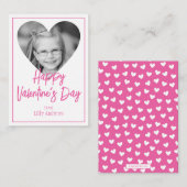 ピンクの写真ハートバレンタインデー教室カード ノートカード (正面/裏面)