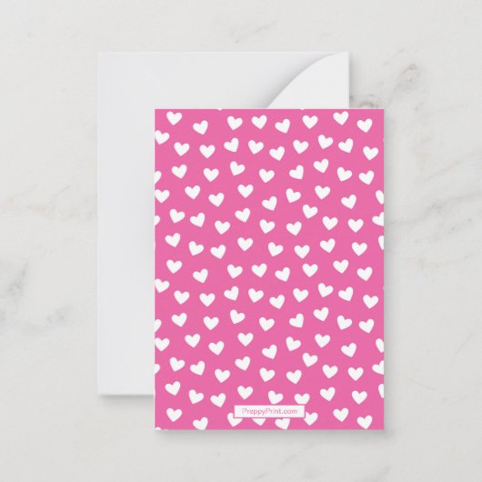 ピンクの写真ハートバレンタインデー教室カード ノートカード (裏面)