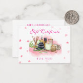 ピンクの写真入りスパ/サロン ギフト券 ノートカード (正面/裏面インサイチュ)