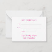 ピンクの写真入りスパ/サロン ギフト券 ノートカード (裏面)