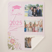 ピンクの写真卒業ブランケット シェルパブランケット (正面)