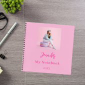 ピンクの写真名のスクリプト ノートブック