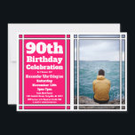 ピンクの写真90th誕生日パーティーへの招待 招待状<br><div class="desc">このピンクの写真90th Birthday Party Invitationでパーティの招待状をゲストに送信する。カスタマイズパーティー詳細と写真とお気に入りの一緒に</div>