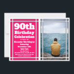 ピンクの写真90th誕生日パーティーへの招待 招待状<br><div class="desc">このピンクの写真90th Birthday Party Invitationでパーティの招待状をゲストに送信する。カスタマイズパーティー詳細と写真とお気に入りの一緒に</div>