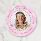 ピンクの写真,ありがとうラベル誕生日の好意 フェイバータグ (正面)