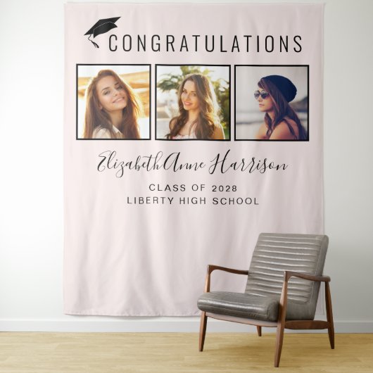 ピンクの写真 卒業パーティー ブース 背景 タペストリー (インサイチュ)