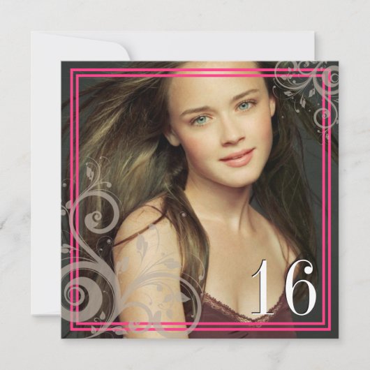 ピンクの写真-菓子16の招待状 招待状 (正面)