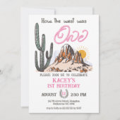 ピンクの写真The West Was One 1 Birthday 招待状 (正面)