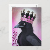ピンクの冠をかぶったカラス ポストカード (正面/裏面)